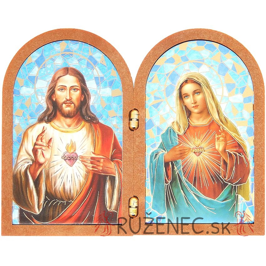 Dvoukřídlá plaketa 12x9.5cm - Ježíš + Marie