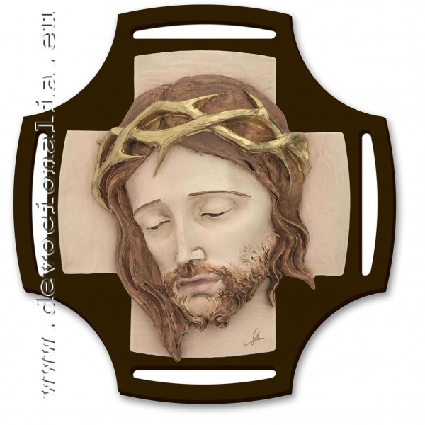 Kristova hlava - relifn obraz 28x29cm