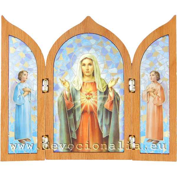 Triptych 12x10cm - Neposkvrněné Srdce Panny Marie