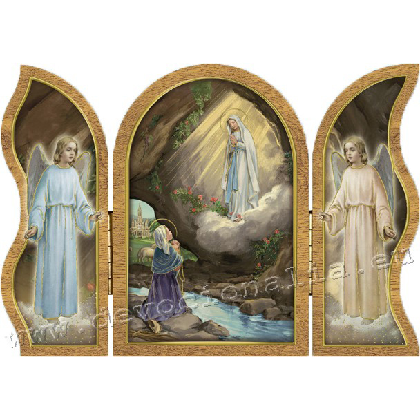 Triptych 13x9cm - Lourdes