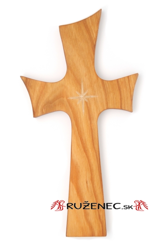 Dřevěný kříž 23cm - vyřezávaná hvězda