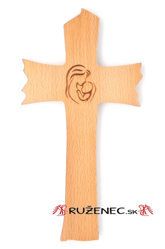Dřevěný kříž 23cm - vyřezávaná Madona
