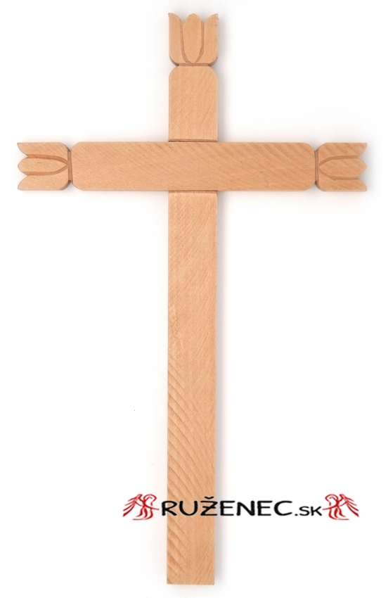 Dřevěný kříž 23cm - vyřezávaná lilie