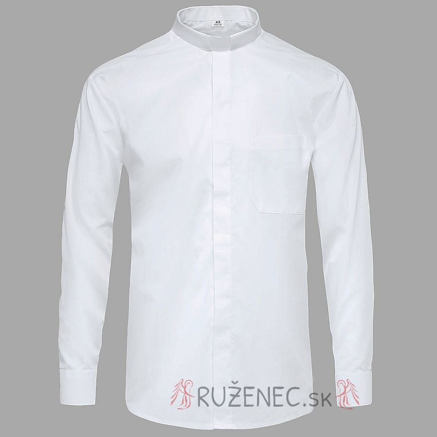 Bílá kněžská košile - dlouhý rukáv