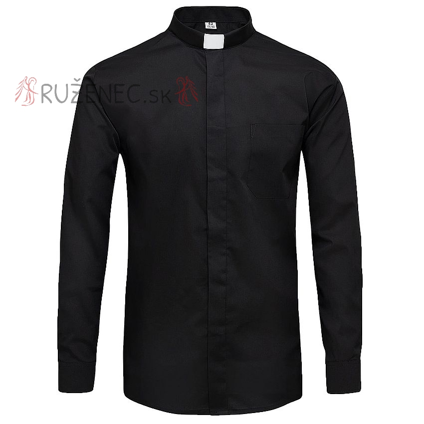 Černá kněžská košile - dlohuhý rukáv
