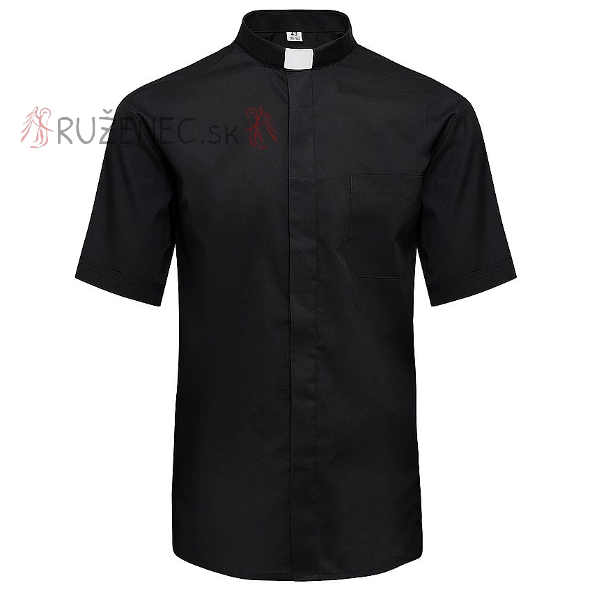 Černá kněžská košile - Krátky rukáv
