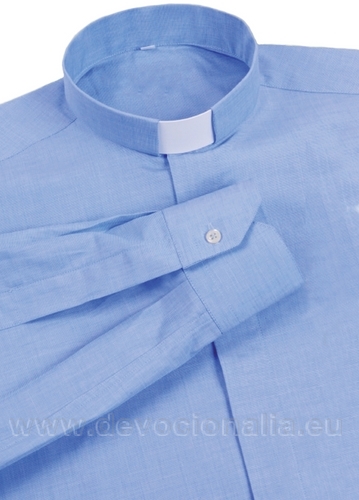 Modrá kněžská košile  - dlouhý rukáv