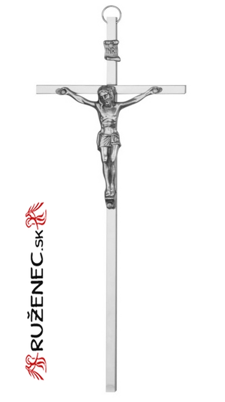 Kovový kříž 20cm - niklová barva