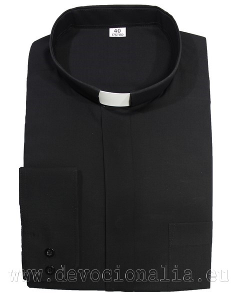 Černá kněžská košile - dlohuhý rukáv