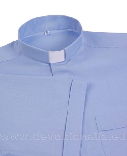 Modrá kněžská košile - Krátký rukáv
