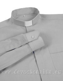 Šedá kněžská košile - dlouhý rukáv