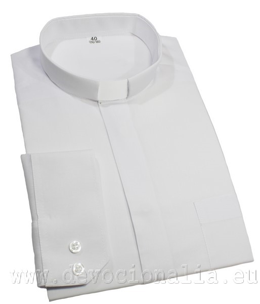 Bílá kněžská košile - dlouhý rukáv