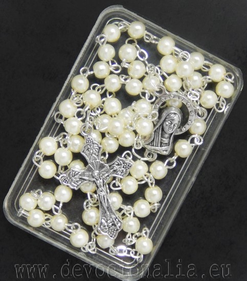 Drobný růženec - 4mm bílé perly