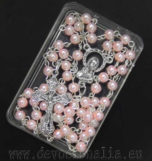 Drobný růženec - 4mm růžové perly