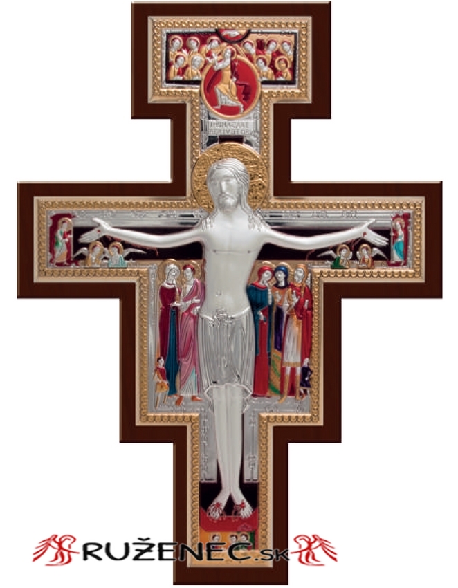 Postříbřená plaketa 25cm - Kříž San Damiano